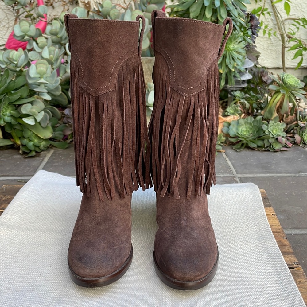 Lucky Brand Caleb Fringe Suede Boots 6.5
